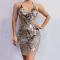 Flashing Rhinestones Sequin V-Neck Short Dress