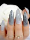 24 PCS DRAG NAILS GRAY MARBLE 