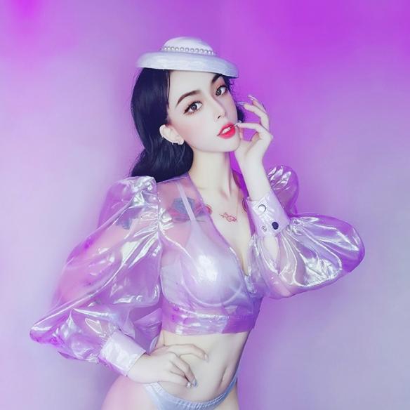 Purple Transparent Puff Outfit