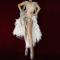 Flesh Bling Rhinestones Tassel Bodysuit With Feather Wrap