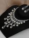 Rhinestone mix pearl necklace & earrings