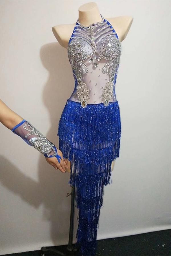 Blue Tassel Dress Costumes Raywigs