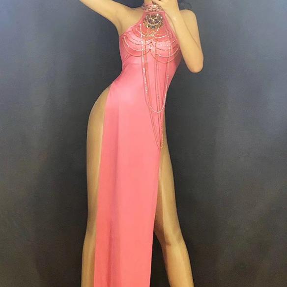 Pink Fringed Cheongsam