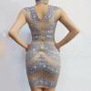 Shiny Silver Overlapping Curve Dress