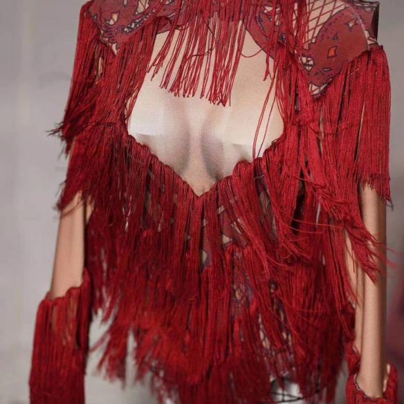 Red Tassel Stripe Leotard