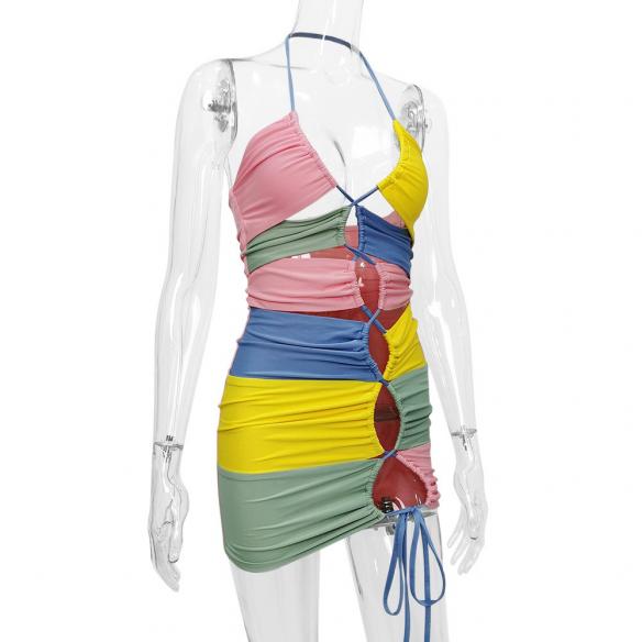Rainbow halterneck strappy dress