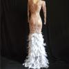 Nude Pearl Feather Gown Dress
