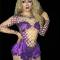 Purple Fringe Rhinestones Nude Leotard