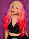 Flamingo Pink with Blonde Hair Root Ombre Drag Wig
