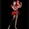 China Red Dragon Crystallised With Black Trailing Leotard Cheongsam