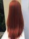 Reddish brown long straight synthetic wig