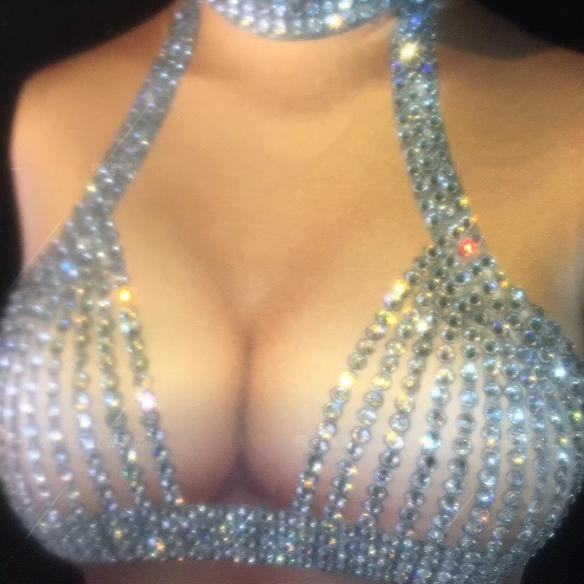 Rhinestone Beaded Nude Color Bodysuit