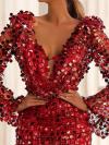 Red Wine Long Sequins Dress