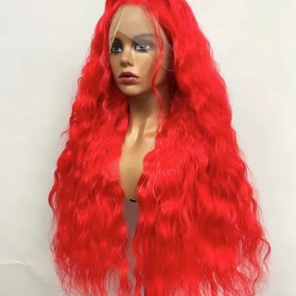 Red Curly Synthetic Drag Wig