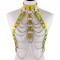 Yellow Body Cage Harness Bra Laser Metal Chain Rave Costume