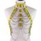 Yellow Body Cage Harness Bra Laser Metal Chain Rave Costume