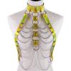 Yellow Body Cage Harness Bra Laser Metal Chain Rave Costume