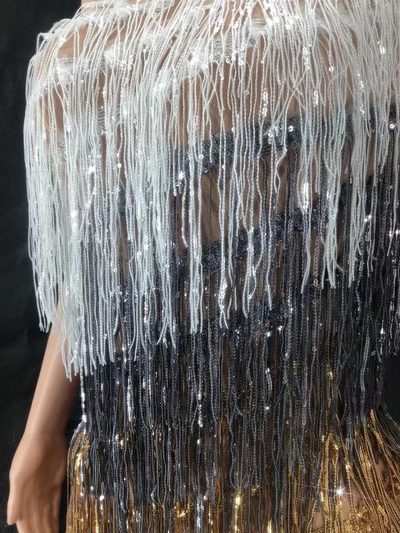 Silver tassel leotard