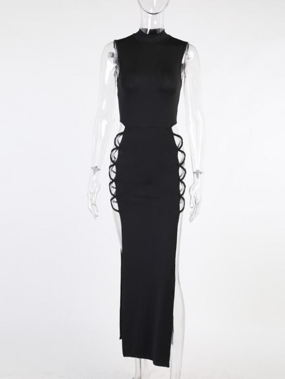 Black Sleeveless Slit Maxi Dress