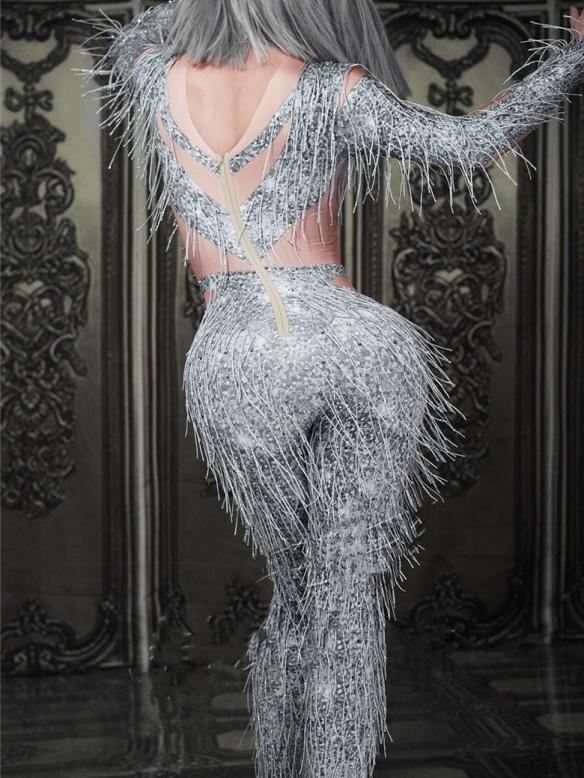 White Tassel Diamond Bodysuit