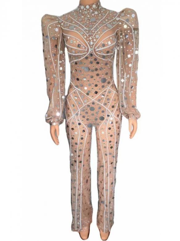 White Mesh Puff Sleeve Bodysuit