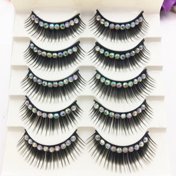 Multi- color Rhinestone False Lashes
