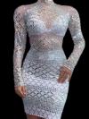 White Sliver Rhinestone Dress