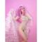 Nude Rhinestone Bodysuit and Transparent Mantle