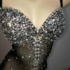 Transparent Multi-color Rhinestone Slip Leotard