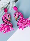 Pink Flamingo Handmade Beaded Stud Earrings