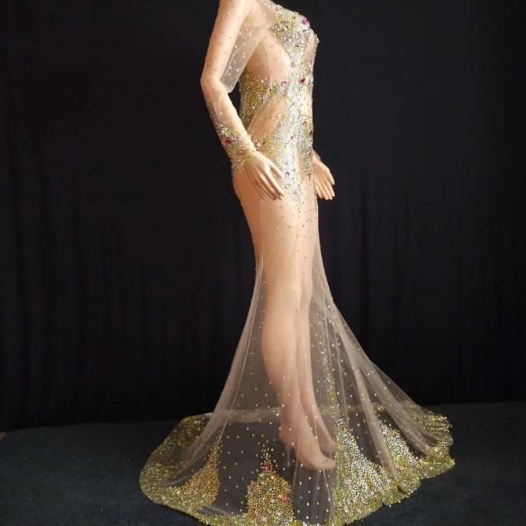 Green Transparent Fishtail Dress