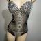 Transparent Multi-color Rhinestone Slip Leotard