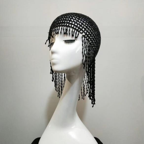 Black String of Bead Headwear
