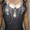 Black Rhinestone Feather Dress