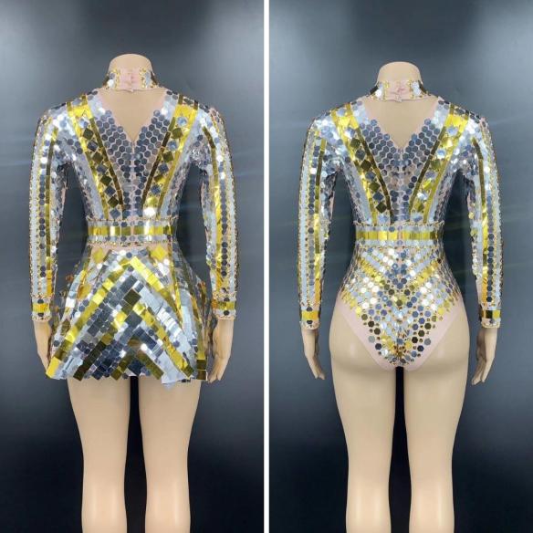 Gold and Silver Sequin Dress