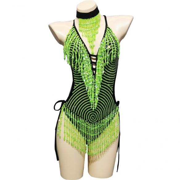 Red & Green Sequin Leotard (include necklace)