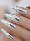 24 PCS SHINY SILVER  DRAG NAILS 