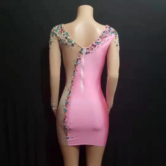Half Pink Colorful Dress