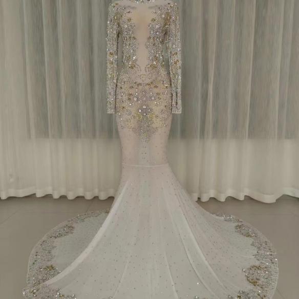 Various colors customized rhinestone dress