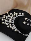 Rhinestone mix pearl necklace & earrings