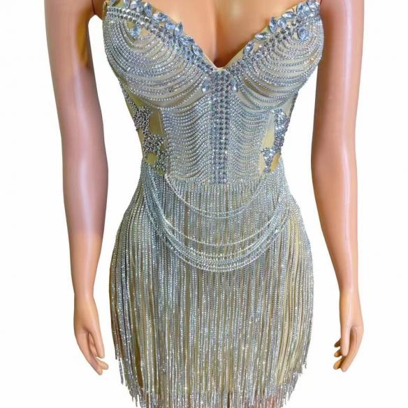 Rhinestone Chain Dress