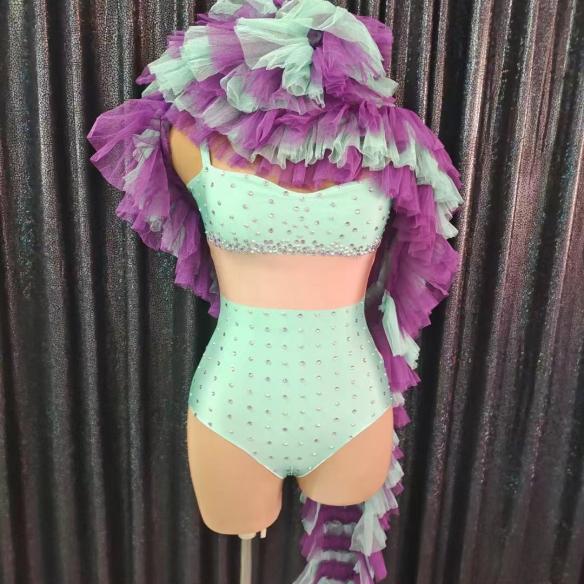 Full Set Purple Mix Green Mesh Suits