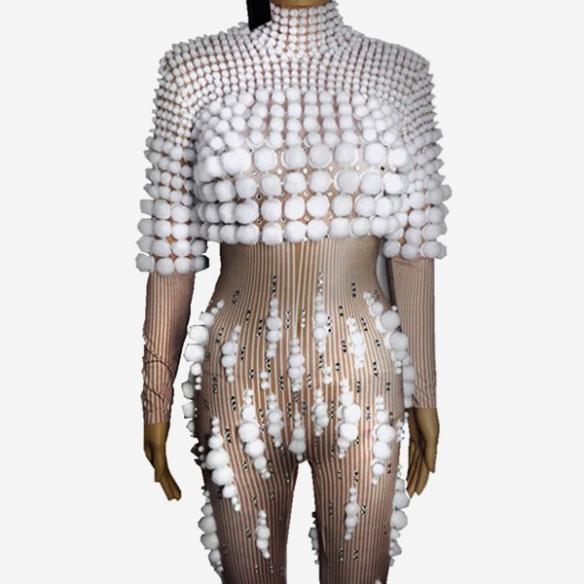 WHITE BRIELLA DRAG JUMPSUIT