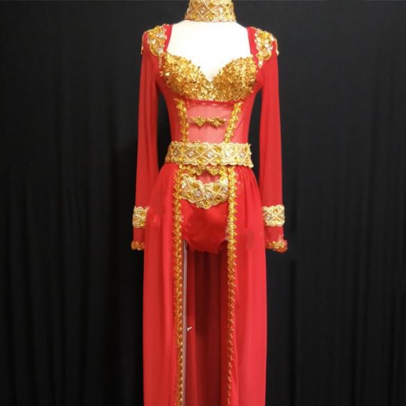 Red&Golden Crystallized Leotard