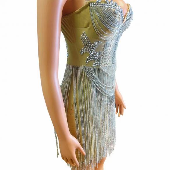 Rhinestone Chain Dress