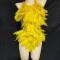 Yellow feather & rhinestone leotard