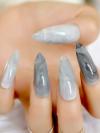 24 PCS DRAG NAILS GRAY MARBLE 