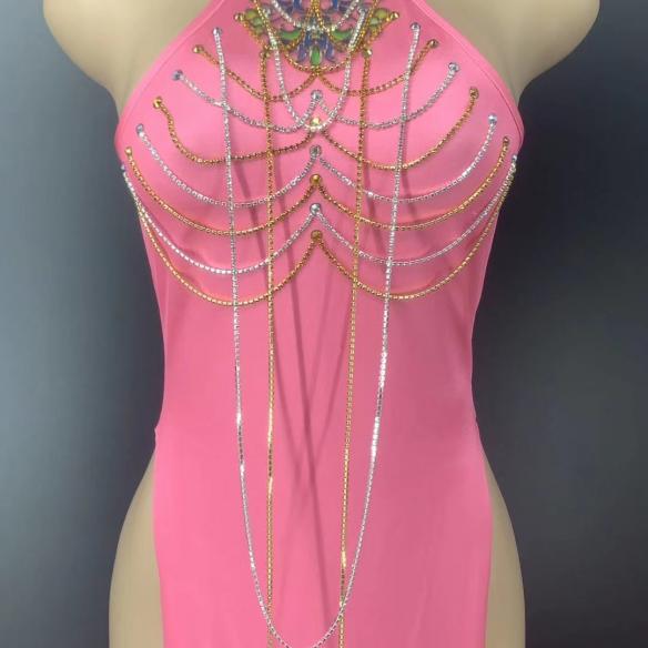 Pink Fringed Cheongsam