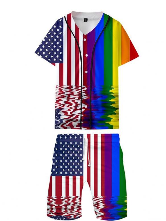 LGBT Pride Sporty Two-Piece Outfit (Baseball Jersey & Shorts)