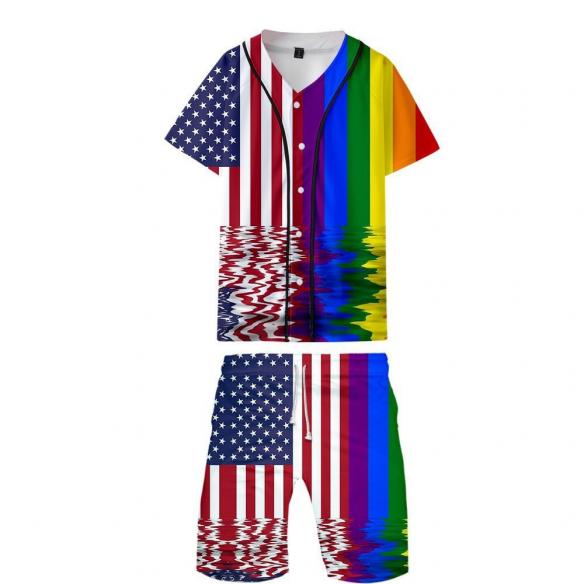 LGBT Pride Sporty Two-Piece Outfit (Baseball Jersey & Shorts)